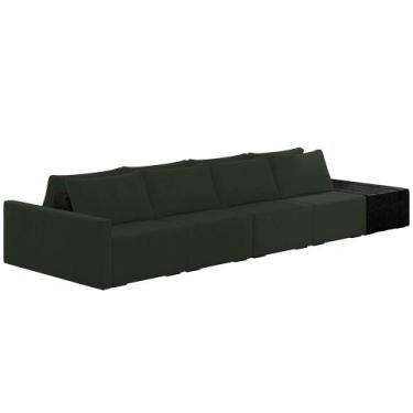 Imagem de Sofá Ilha Modular Para Sala 432cm com Puff Dublin K01 Veludo Verde e S