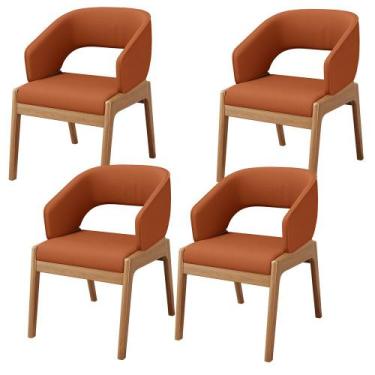 Imagem de Kit 04 Cadeiras de Jantar e Estar Living Estofada Lince L02 Tecido Ter