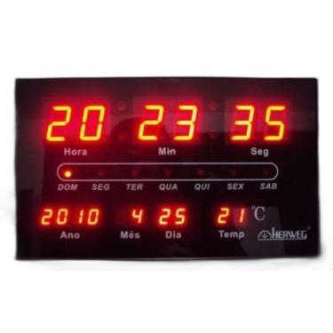 Imagem de Relógio de Parede Digital 30x19 cm Led Vermelho Herweg