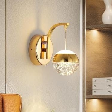 Imagem de Luminária de parede moderna de cristal dourado com bolhas LED arandelas decorativas, luminária pendente de teto LED,
