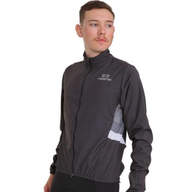 Imagem de Jaqueta Corta Vento de Ciclismo Masculina Márcio May Sport Preta com Detalhes Cinza Chumbo