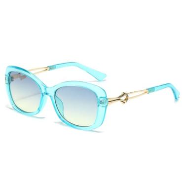 Imagem de Óculos de sol femininos de luxo com gradiente, armação moderna, todos os modelos, casual, UV400 (azul, cinza, chá)