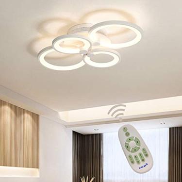 Imagem de Luminária de teto moderna embutida para sala de estar e jantar, luminária regulável com controle remoto, design de anel redondo, luminária de LED, abajur de acrílico para cozinha, escritório