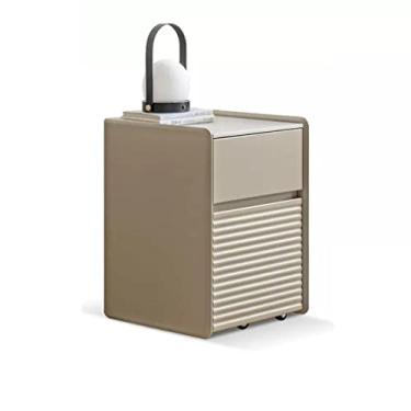 Imagem de URGDWEKJY Sofá, mesa de cabeceira nórdica, mesa de cabeceira com laje de rocha, armário de cabeceira móvel com rolos, armário simples, mesa pequena