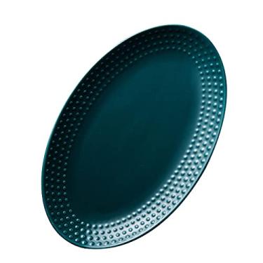 Imagem de Prato de serviço, pratos de jantar, estilo nórdico, criativo, fosco, oval, pratos de cerâmica, peixe doméstico, bife, sobremesa, micro-ondas, forno, lavável na máquina de lavar louça (25,4 cm 30,5 cm