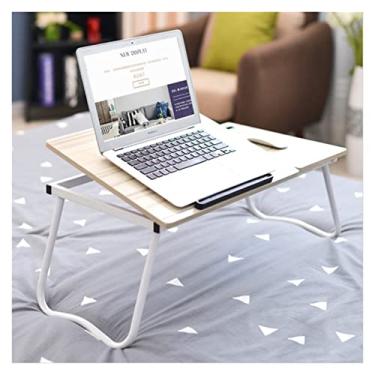 Imagem de CLLBANT Mesa de PC ajustável para laptop mesa portátil dobrável para laptop mesa de cama quarto bandeja de escritório em casa mesa de estudo mesa de escritório (cor: marrom) ()