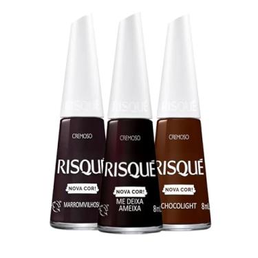 Imagem de Kit 5 Esmaltes Risqué Cores Cremosas Tons Terrosos Marrom Nude Esmalte (3 Cor)
