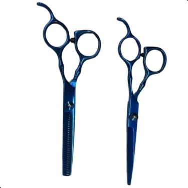 Imagem de Kit Cabeleireiro, Kit 2 Tesoura de Cabeleireiro Profissional de Aço Inoxidável Corte Ferramentas de Estilo, Vários Modelos Disponíveis(Azul)