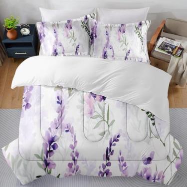 Imagem de Conjunto de edredom SUMIANYH Queen Size com 2 fronhas roxas