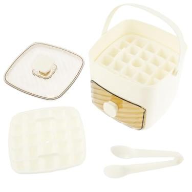 Imagem de Balde de gelo portátil com 48 compartimentos para geladeira, caixa de armazenamento de cubos de gelo de plástico de grande capacidade para acampamento ao ar livre e coquetéis