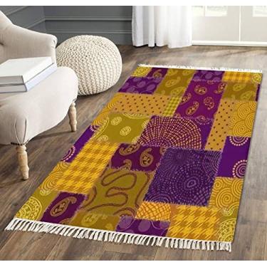 Imagem de Tapete de área com borla, patchwork, têxtil, sem costura, acolchoado, design de franja, tapete de chão, pátio, corredor, minimalista, decoração de casa, sala de estar, quarto, interior-9,5 x 1,5 m