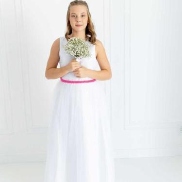 Imagem de Vestido Infantil Longo Branco PINK REF4193 - Só Mariazinha, Pink, 3