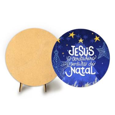 Imagem de Painel Redondo C Elastico 50cm Natal e Suporte MDF - Fadrix, NAT044