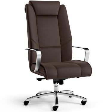 Imagem de Cadeira de Escritório Presidente Executiva New Onix F02 Tecido Sintético Marrom - Lyam Decor