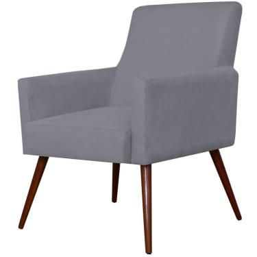 Imagem de Poltrona Decorativa Para Sala de Estar e Recepção Maria W01 Pés Palito Suede Cinza - Lyam Decor
