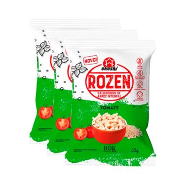 Imagem de Kit 3X: Salgadinho de Arroz Integral Rozen Tomate Okoshi 50g