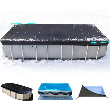 Imagem de SIHAIAN Cobertura Retangular Para Piscina De 7X14 Pés Com Compartimento Lateral Oval E Acima Do Solo, Solar Uma Peça, Evita Alagamentos, Resistente A Raios Uv Intempéries Wp:10000Kpa+