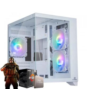 Imagem de Computador Cpu Pc Gamer Aquario White Ryzen 5 5500 Rtx3050 Ssd 512gb Nvme16gb