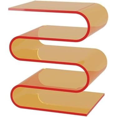 Imagem de Mesa Lateral De Acrílico, Porta-revistas, Porta-revistas De Acrílico Transparente, Mesa Lateral De Personalidade Acrílica, Organizador De Estante De 4 Camadas Para Sala De Es, Orange