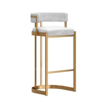 Imagem de hezhuhe2258 Cadeira de bar, recepção, cozinha, leve, luxuosa, premium, mesa de ilha sensível, bancos altos, encosto doméstico, caixa especial (branca)