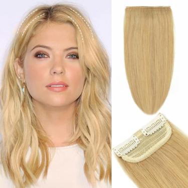 Imagem de TANJET Toppers de cabelo para mulheres, cabelo humano real, liso, sedoso, macio, cabelo humano, topos naturais para mulheres com grampo de cabelo fino em extensões (#24 loiro natural 20 cm 13g/pacote