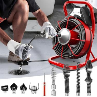 Imagem de Conjunto de 10 peças de acessórios de broca de drenagem para K-400 C-4 C-6, kit de cortador de trado de drenagem, cortador de cabo de dreno de aço de alto carbono e conjunto de trado para remoção de