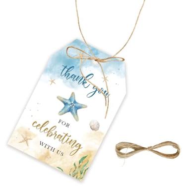 Imagem de 50 etiquetas de agradecimento de praia, etiqueta de presente de praia tropical Boho com cordão para chá de panela, Last Toast on The Coast, etiquetas de papel de agradecimento para lembrancinhas de