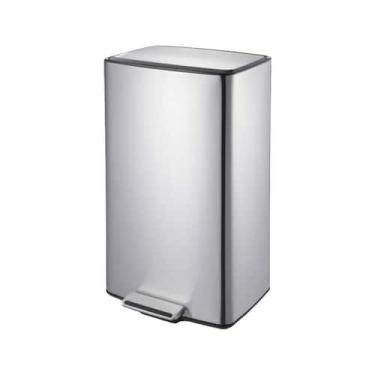 Imagem de Lixeira Retangular Com Pedal e Balde 40 L Aço Inoxidável Escovado Linh