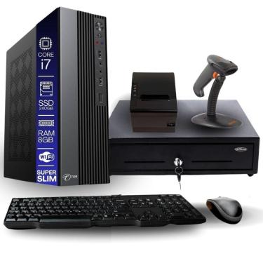 Imagem de Kit Automação PDV TOB Intel i7 8GB SSD 240GB Win10 Rede S/Fio Teclado Mouse Gaveta Dinheiro Impressora Térmica Leitor Código de Barras