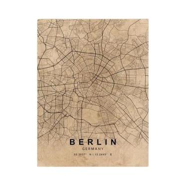 Imagem de Pintura Em Tela Do Mapa Mundial, Arte De Parede Com Cidades De Paris, 