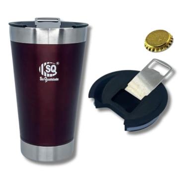 Imagem de Copo Térmico para Cerveja com Abridor, Aço Inoxidável, 500ml, Parede Dupla com Isolamento a Vácuo, Tampa Protetora, Cores Sortidas