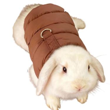 Imagem de Casaco grosso de coelho, agasalho, jaqueta de algodão com orelhas flexíveis, conjunto de filhotes de gatinho fofo, roupas de inverno para animais de estimação, para uso ao ar livre, quente, suéter