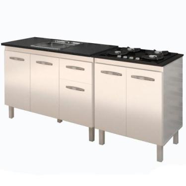 Imagem de Balcao Pia 120cm E Cooktop 4 Bocas Mobbs Branco - MOBLIS MÓVEIS