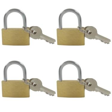 Imagem de Cionyce 4 cadeados pequenos com chave, cadeados com a mesma chave para armários de academia, unidades de armazenamento e bagagem de viagem, trava de segurança compacta com chaves fáceis de usar para