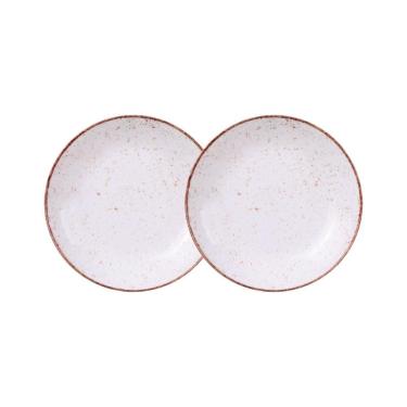 Imagem de Jogo de Pratos Fundo 2 Peças Rústico 22 cm Porcelana Decorada Tramontina