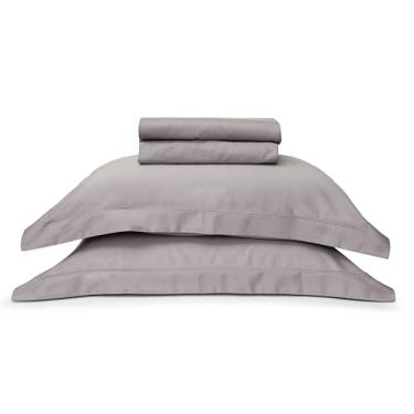 Imagem de Jogo de Lençol Premium Percal 400 fios, 100% algodão, Ultra Macio, Hotel Spa (Cinza Chumbo, Queen)