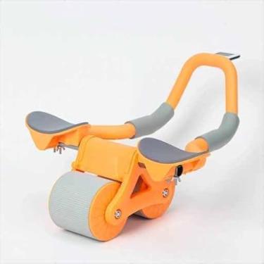 Imagem de Roda Abdominal Automática com Temporizador, Laranja e Cinza, Almofada de Assistência para Iniciantes, Equipamento de Exercício para Fortalecimento Abdominal