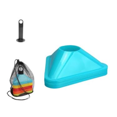 Imagem de Colaxi 10x Cones de Treinamento Triângulo de Futebol Placa de Prática de Treinamento Cruzado Marcador de Campo de Futebol para Tênis Esportes Jogos Adultos, Azul