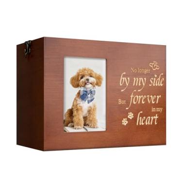 Imagem de RINVEE Urnas de animais de estimação para cães ou gatos cinzas com moldura, caixa de memória de madeira para lembranças com flanela preta como forro, presentes em memória de animais de estimação para