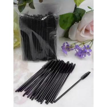 Imagem de 100 pincéis de rímel de cílios, pincéis descartáveis para cílios, varinhas de rímel de silicone, pincel de varinha de cílios para extensão - preto