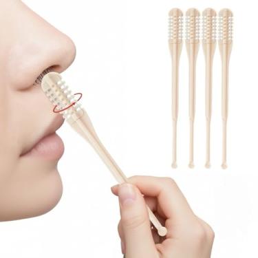 Imagem de 4 peças aparador de pelos nasais 2 em 1 dupla face com limpador de orelha, removedor de narina rotativo 360 portátil para viagens, amarelo