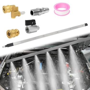 Imagem de Varinha de limpeza de radiador de 61 cm com 4 pontas de bocal, lavadora de pressão de aço inoxidável de uso duplo de 4500 PSI e varinha de limpeza de bomba de ar, acoplador rápido e interruptor de