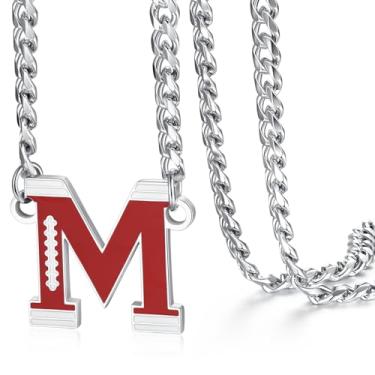 Imagem de NUKAYAI Colar de futebol masculino, pingente de letra A a Z, corrente de futebol de aço inoxidável, 50,8 cm, presentes personalizados para fãs de jogadores e amantes de times, 20", Aço inoxidável, Sem