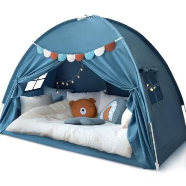 Imagem de Razee Tenda De Cama De Solteiro Para Crianças, Tenda De Cama De Solteiro Para Áreas Internas, Tenda De Dossel Para Cama De Solteiro, Tenda De Privacidade Na Cama, Dormir Dentro Do Quarto Com Corrent