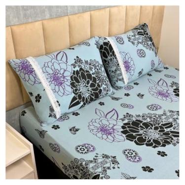 Imagem de Jogo de Lençol de Malha Casal 3 peças Estampado 100% Algodão Elástico Fronha c/Zíper(Modelo - 4)