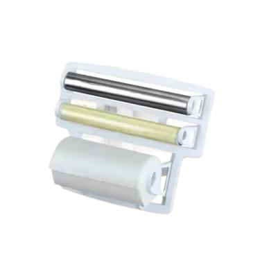 Imagem de Organizador de Cozinha, Porta Papel Toalha com Suporte Triplo para Alumínio e Filme(1 Branco)