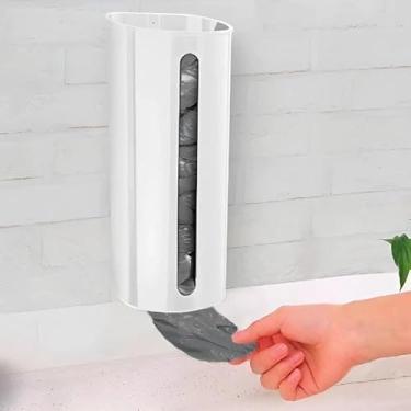 Imagem de Porta Sacola Dispenser de Parede Puxa Saco Cozinha Mercado Organização