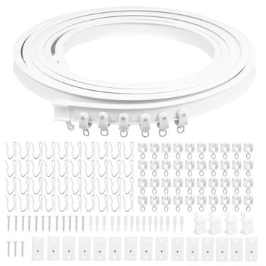 Imagem de Trilho de cortina de teto flexível, trilho de cortina curvado de 5 m com rolos silenciosos, design flexível e durável para deslizamento sem esforço, ideal para divisórias de quarto de trailer de