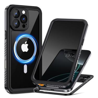 Imagem de Lanhiem Capa de privacidade para iPhone 16 Pro, IP68 à prova d'água à prova de poeira, [compatível com MagSafe] [protetor de tela antiespião embutido] Capa de telefone magnética resistente de corpo