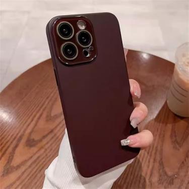 Imagem de Capa protetora de lente de cobertura total fosca simples para iPhone 16, 15, 14, 13, 12, 11 Pro Max Plus, capa rígida de PC ultrafina, vinho tinto, para iPhone 11 Pro